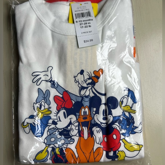 BabyGap Pajama Disney Mickey Mouse 100 Organic Cotton Set 6 12 months girl boy - Picture 2 of 4